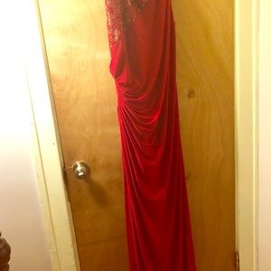 R&M Richards Red Gown, floor length.